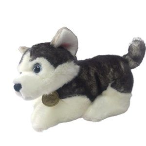 Miyoni by Aurora Plush Soft Toy.  Husky Dog.  Mini.  Gray White.  Stuffed Animal